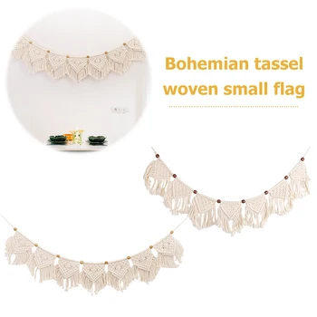 

7 Small Banner Yellow Beads Tassel Weaving Home European-Style Boho Living Room Bedroom Wall Decoration Wall Hanging H