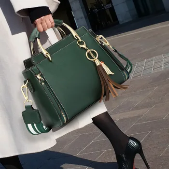 

Fashion Bags 2020 Simple Tassels Women's Fashion Handbag Leather Shoulder Bag