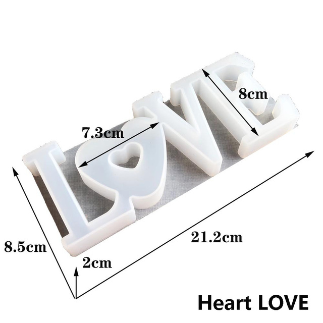 LOVE/HOME Silicone Mold Letters Casting Molds Heart Shape Home Craft Decoration Crystal Glue Cake Candy Jewelry Making Tool