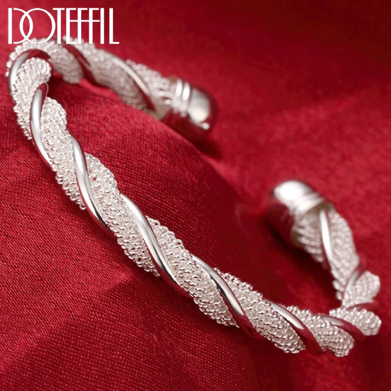 Bracelet Bangle Jewelry Sterling DOTEFFIL 925-Silver Wristband Chain Women for Man Mesh