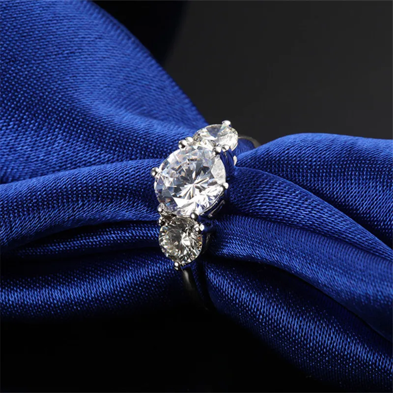 Тест положительное F VS1 Твердое 14 к белое золото 3 кольцо с камнями 3,2 CTTW Moissanite алмазное кольцо для женщин обручальное Золотое Ювелирное кольцо