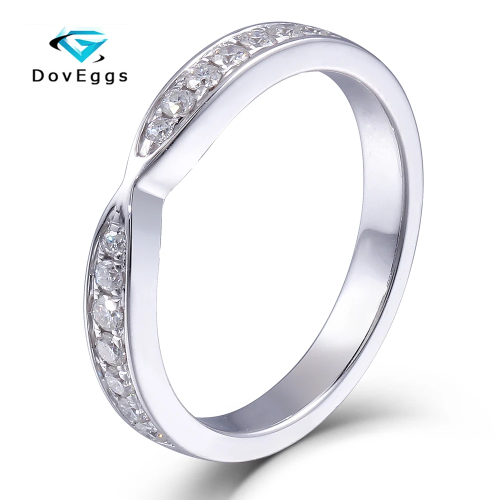 

DovEggs Elegant Sterling Solid 925 Silver Heart and Arrow Cut Moissanite Diamond Half Eternity Anniversary Wedding Band Ring