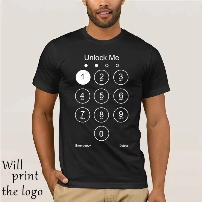 The most fashionable FU0117A Funny Summer Design Men's T Shirt Unlocking Phone Screen Top Tee 100% Cotton Shirts | Мужская одежда