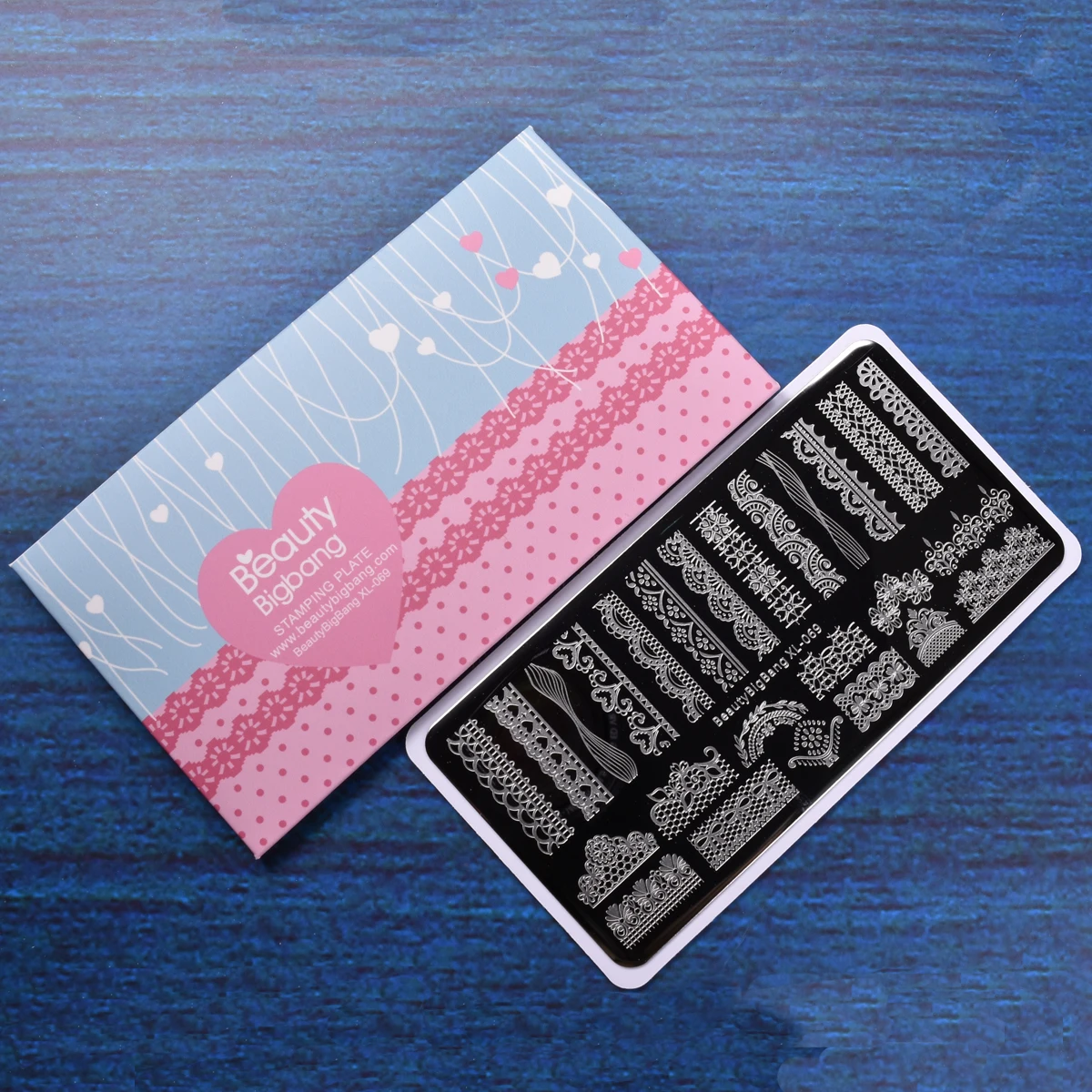 Arte do Unha Beautybigbang Retângulo Laço Francês Carimbo Modelo Manicure Imagem Placa Xl-069 6*12cm 2 Cheap Modelos de unha artística