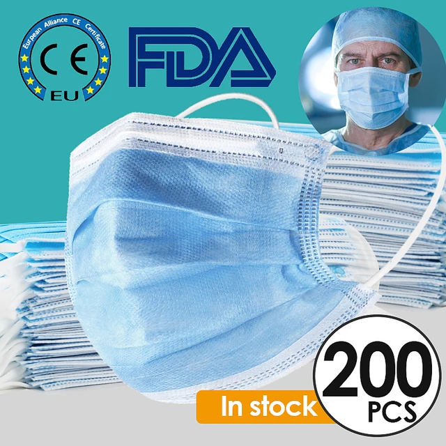 US $6.99  20-200PCS Disposable Masks Antivirus Mouth Mask Virus Nonwove 3 Layer Carbon Filter Men Women Face 