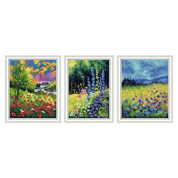 

Beautiful Flowers Counted Cross Stitch Kits 11CT 14CT DIY Handmade Printed Cross Stitch Kit for Embroidery Home Decor Needlework