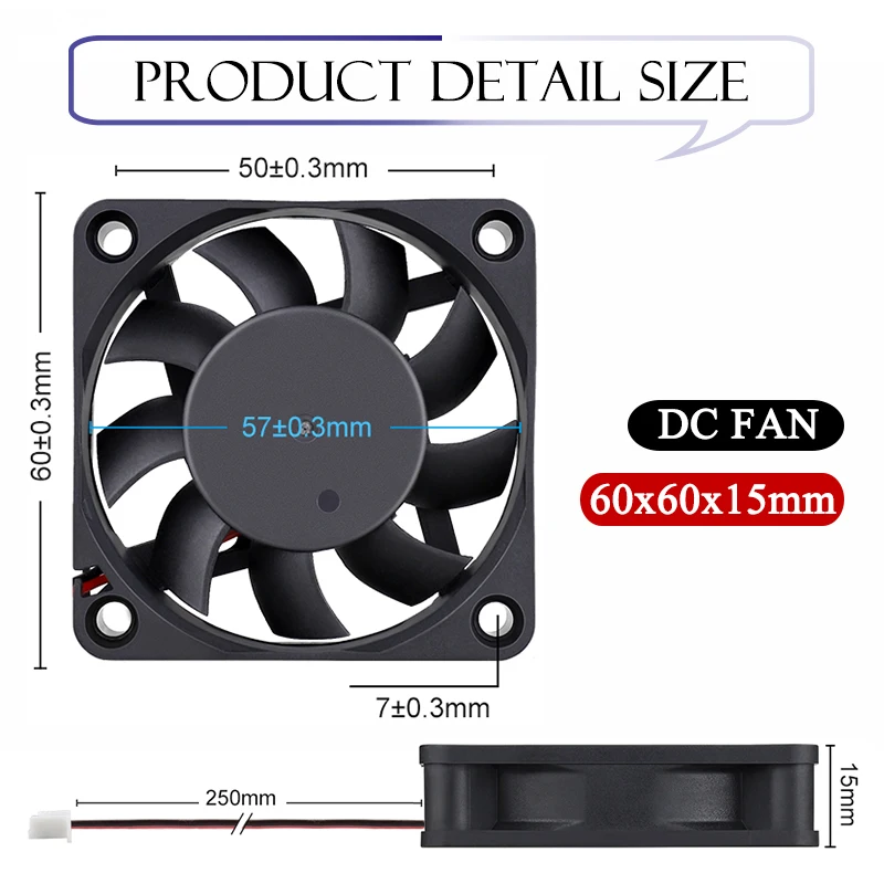 Gdstime USB 볼 브러시리스 배기 냉각 팬, PC 노트북 컴퓨터 쿨러 팬, 60mm 6015 DC 5V 12V 24V 팬 6015, 60x60x15mm, 2 개