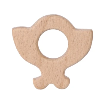 

Baby Teether Natural Beech Wooden DIY Tooth Shape Ring Craft Chewing Kids Toys