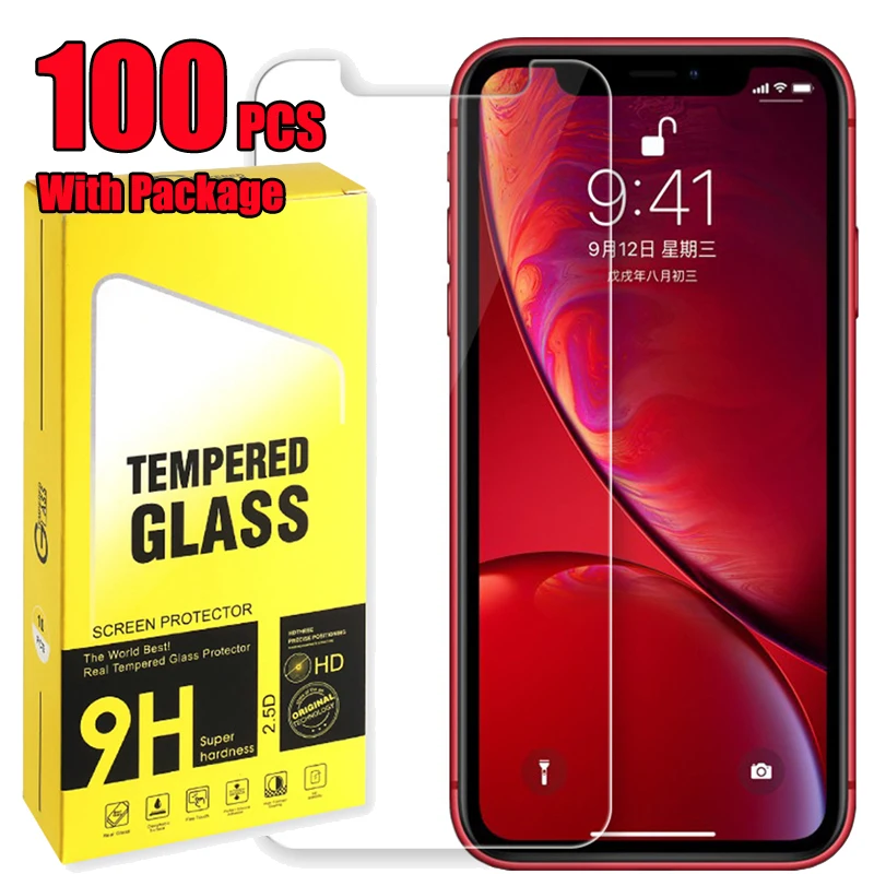 100 шт. 2.5D Закаленное Стекло 9H защита экрана пленка щит для iPhone 13 Pro Max 12 Mini 11 XS XR X 8 7 6