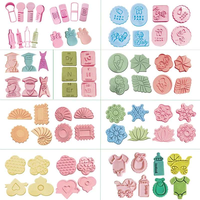 9 Styles 4PcsLot Cookie Cutter Biscuit Sugar Mold Baking Sugar Chocolate Fondant Party Mould For Cupcake Cake Decorating Tools1