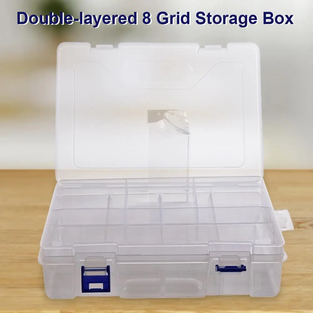 2 шт. Съемная аппаратная коробка для инструментов двойной слой 8 Сетка прозрачные пластиковые компоненты коробка контейнеры многоцелевой Чехол для хранения