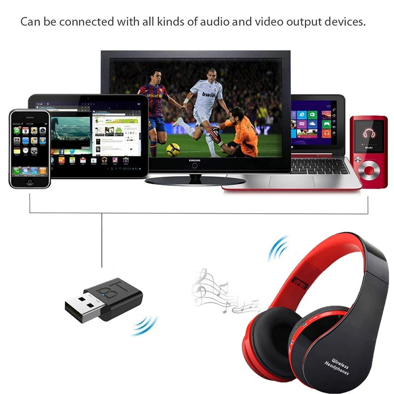 New Bluetooth Wireless Headphones Built in Mic 3 5mm Rechargeable Headsets Wireless Headphone for PC Cell Phones TV