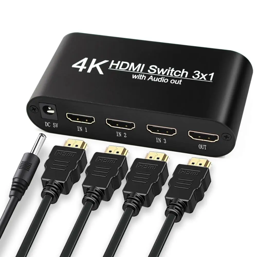 Switcher com Divisor de Áudio 3x1 para Xbox 3 em 1 para Fora Hdmi Entrada Saída Interruptor 360 Ps4 Inteligente Android Hdtv 4k Adaptador 3 1 - Image 2
