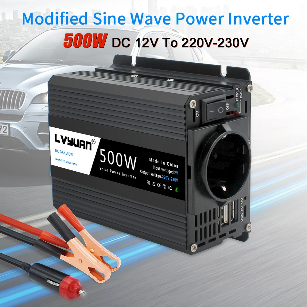 Inverter 12 V 220 V 500W Eu Car Inverter Inverter Solare Inverter Per Natale Webasto 12 Volt Inversor12V 220 V Car Ac