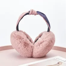Moda inverno feminino ao ar livre earmuff bowknot dobrável capa fones de ouvido grosso pelúcia orelha quente macio pele retalhos fone de ouvido meninas
