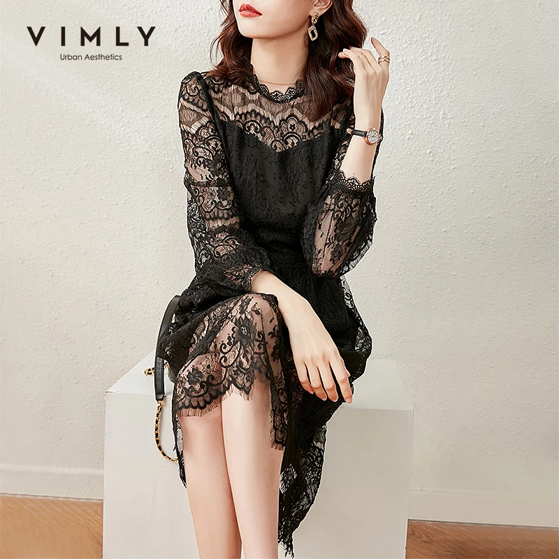 Кружевные платья VIMLY для женщин модное однотонное белое платье с