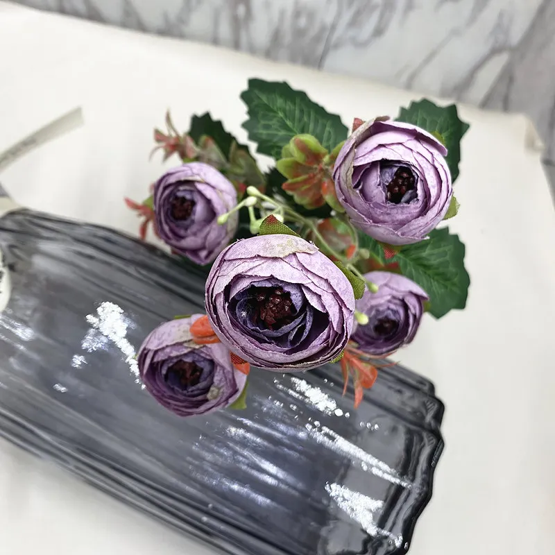 YOOROMER искусственный букет маленькая чайная роза Шелковый цветок искусственный цветок из пластика свадебное украшение для дома