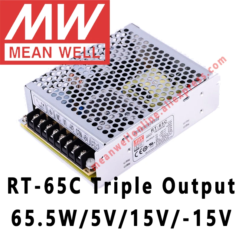 Mean Well RT 65C 5 В/15 В/ 15 в переменный/постоянный ток 65 Вт тройной выходной импульсный