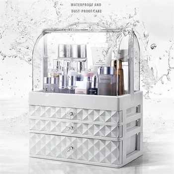 

Fashion Makeup Organizer Large Capacity Dustproof Bathroom Cosmetic Storage Box Desktop Beauty Storage Drawer