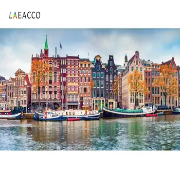 

Laeacco Venice Buildings Water City Ships Decor Photography Backgrounds Vinyl Customized Photographic Backdrops For Photo Studio