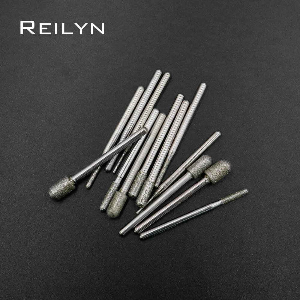 

High quality 10pcs Diamond Grinding Burr Emery Grinding Point 3mmX1/2/3/4/5/6mm Grit 150# Diamond Metal Jade Diamond Peeling Bit