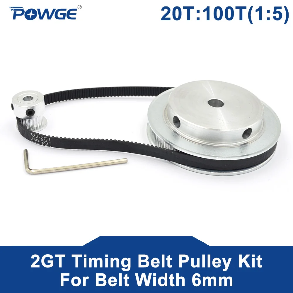 Powge 2m/2gt 20teeth 100teeth Synchronous Timing Pulley Bore 5mm25mm