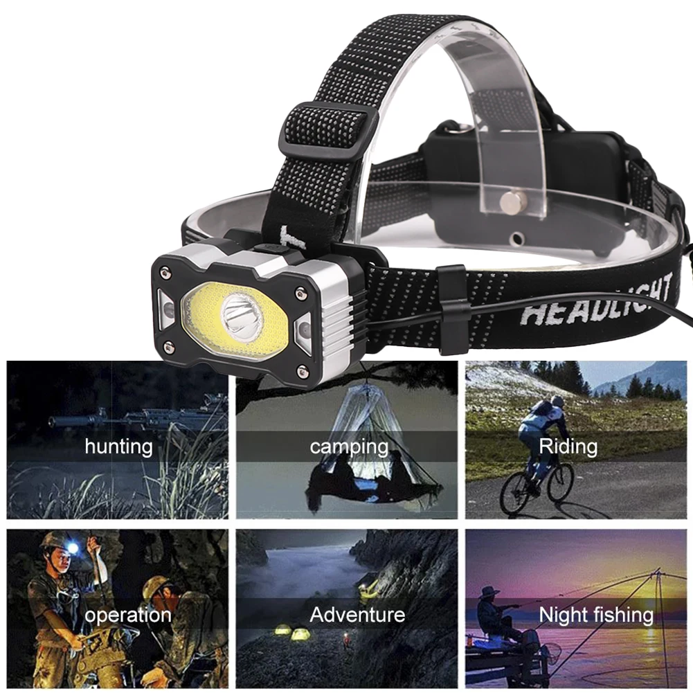 Buy LED Headlight USB Rechargeable Head Light Induction Headlight Outdoor 18650 Light Lamp Camping Light Sensor Headlight