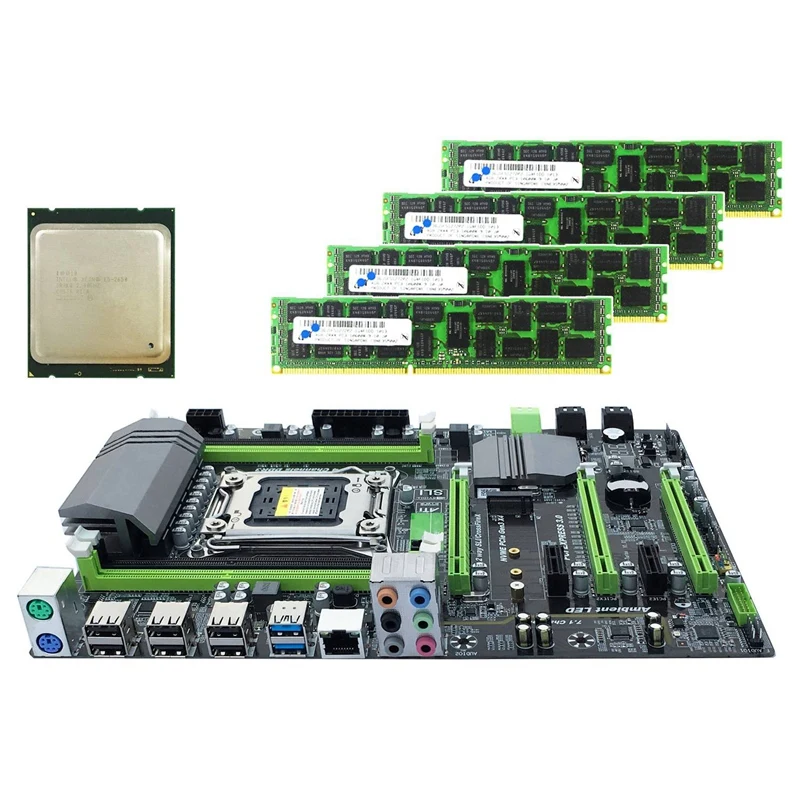 Материнская плата X79 LGA2011 Combo с ЦП E5 2650 4-канальный 16 Гб (4X4GB) DDR3 ОЗУ 1333 МГц NVME M.2 слот