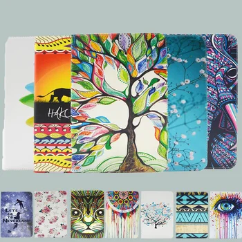 

Flip PU Leather Stand Tablet Cover For Samsung Galaxy Tab A 9.7 Case SM-T555/T551/T550 Flower Tree Wallet Card Slot Tablets Case