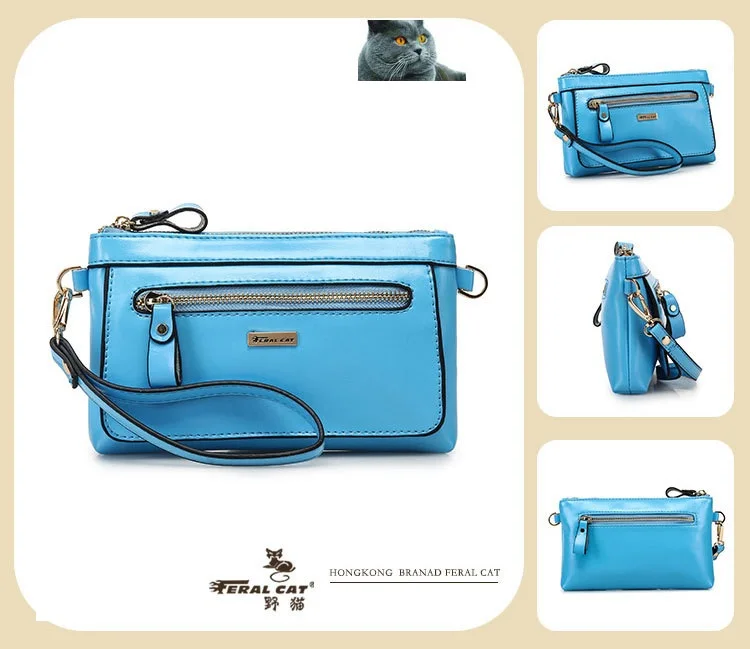 FERAL CAT 2020 New Simple Ladies Design High Quality Genuine Bags Clutch Wallet Fashion Dollar Price Long Purse Card Hol35