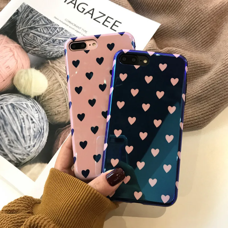 

Cute small fresh love mobile phone case for iPhone X XS XR XSmax 8 7 6 6S PluS creative female soft shell drop protection cover