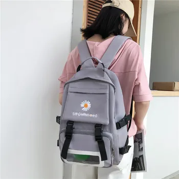 

Flower Embroidery Women Backpacks Korean Style College Shoulder Junior High School Bags for Teenage Girls Bookbag mochilas 2020