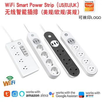

Tuya WiFi Intelligent Extension Sockets Alexa Voice Timing Switch Mobile Phone Remote European Standard Smart Home Row Plug