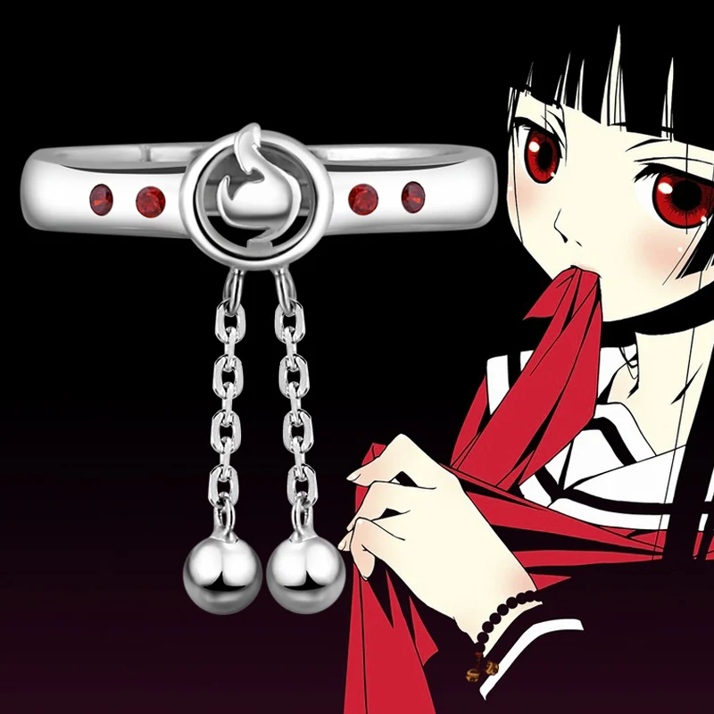 

Anime HELL GIRL Jigoku Shojo Enma Ai 925 Sterling Silver Finger Ring Adjustable Jewelry Cosplay Props Gift