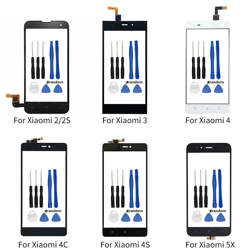 Для Xiaomi Mi 2 2S 3 4 4C 4S 5X Сенсорный экран планшета с фронтальным сенсорным Панель Стекло Запчасти для объективов