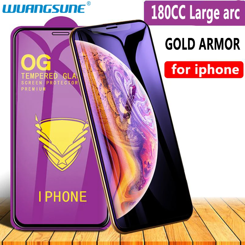 

Golden armor protective glass for iPhone 13 Pro Max 12 mini SE2020 5 6 6S 7 8plus Tempered glass XR XS 11 Screen Protector Film