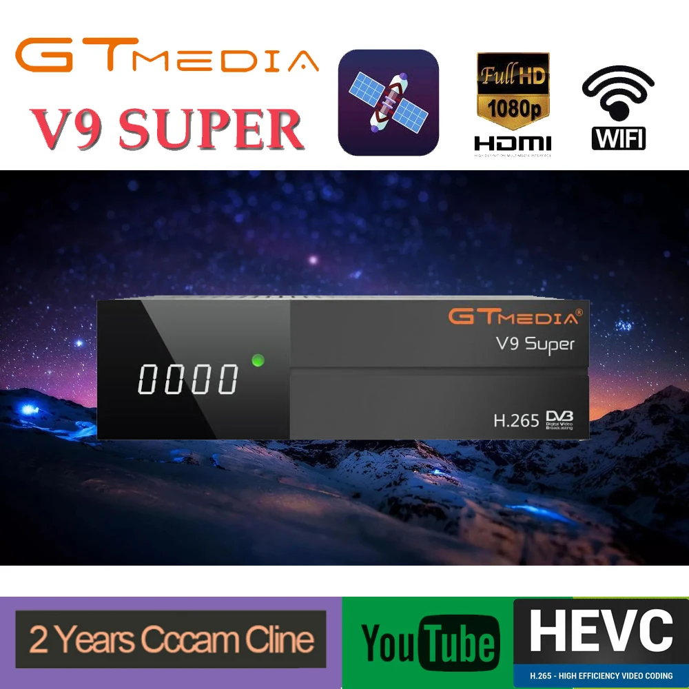 GT медиа V9 супер DVB-S2 Freesat спутниковый ТВ приемник FTA декодер поддержка PowerVu Biss ключ Newca CCAM Youtube, HD PVR приемник