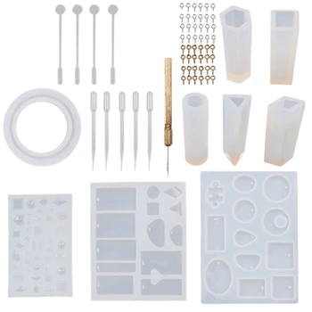 

68 Pieces Of DIY Jewelry Bracelet Pendant Glue Mold Set DIY Jewelry Crafts Making