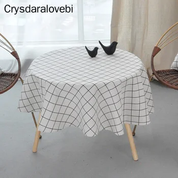 

Wedding Party Table Cloth Round Rectangular Solid Yellow Black Cotton Linen Tablecloth Birthday Dining Table Cover