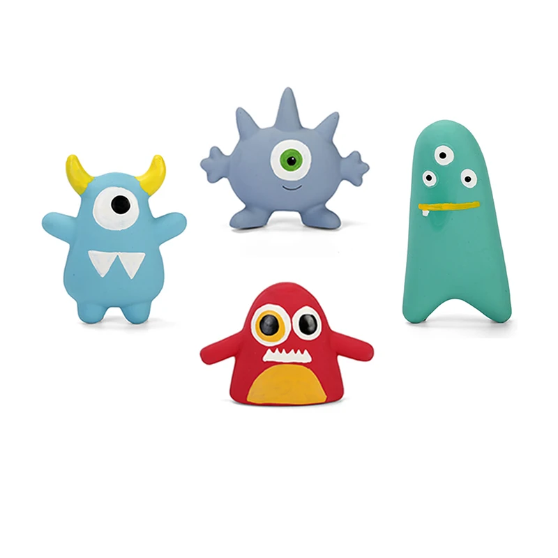 

Q-MONSTER Dog Toy Thick Walled Natural Rubber Squeaky Chew Toy Little Monster Interactive Floating Toy for Dog Teeth Cleaning