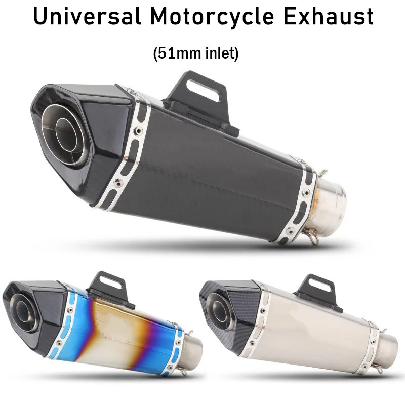 51mm Inlet Universal Motocross Motorcycle Exhaust Muffler for FZ1 R6