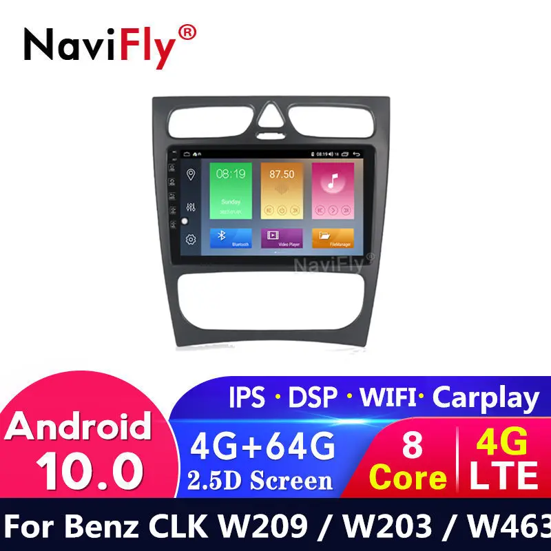 4G LTE Android 10 + 64G Автомобильный dvd Радио gps плеер для Mercedes Benz W209 W203 W168 M ML W463 Viano W639 Vito Vaneo