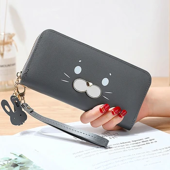 

Cartoon Printing PU Leather Wallets Women Long Zipper Coin Purses Clutch Wallets Female Money Bag Card Holder Phone Bag Case