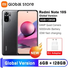 Global Version Xiaomi Redmi Note 10S 6GB 128GB Smartphone Helio G95 6.43" AMOLED DotDisplay 5000mAh 33W 64MP Quad Camera