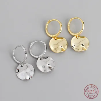 

925 Sterling Silver Round Geometric Pendant Earrings For Women Simple Retro Party Wedding Jewelry Accessories Girlfriend Gift