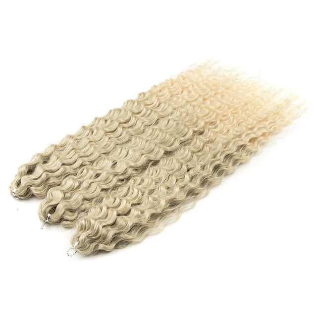 FASHION IDOL Soft Water Wave Twist Crochet Hair Synthetic Braid Hair Ombre Blonde Pink 22 Inch Deep Wave Braiding Hair Extension T16-613
