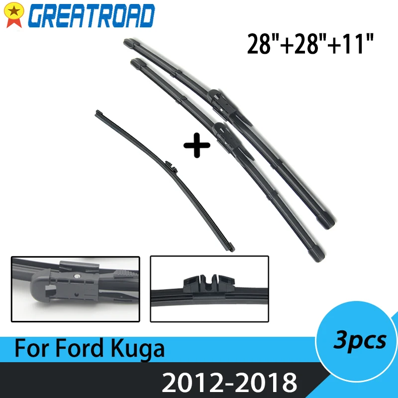 Wiper Front &amp Rear Blades Set For Ford Kuga MK 2 Escape C520 2012 - 2018 Windshield Windscreen Window 28&quot+28&quot+11&quot |