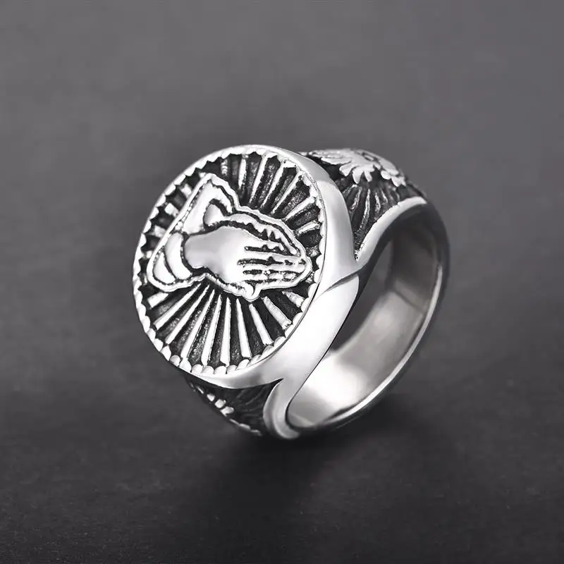 Jiayiqi кольцо из нержавеющей стали для молитв религиозная девственница Мэри кольца-печатки обручение обет сердце счастливые Ювелирные изделия Подарки