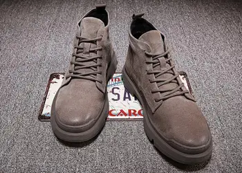 

Autumn and winter leather Martin boots high help tooling shoes fashion men's boots plus velvet men's shoes