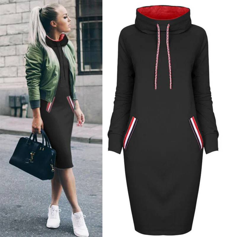 Women Hoodie Dress 2019 Winter Spring Women's Pullover Fashion Ladies Sweatshirts Female Long Hoodies Plus Size Women Pull Hoody